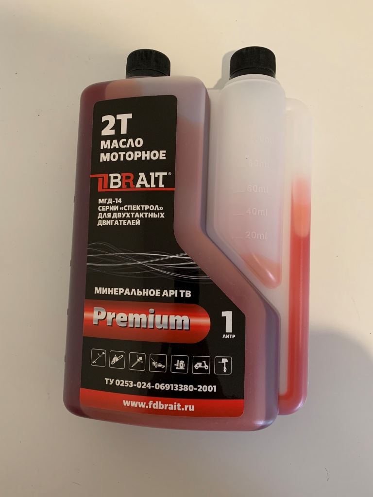 Масло BRAIT PREMIUM 2Т API TB минеральное 1л с дозатором