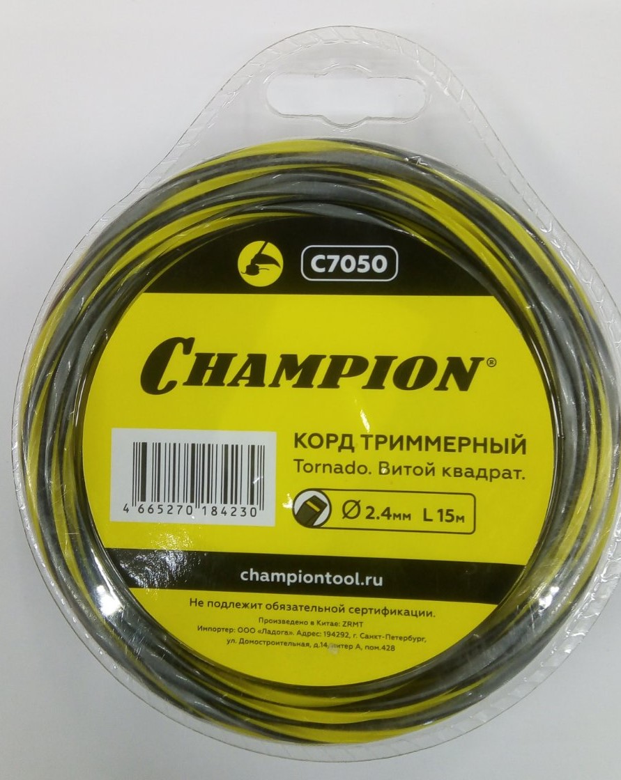 Корд трим.CHAMPION  Tornado 2.4мм*15м (витой квадрат) С7050
