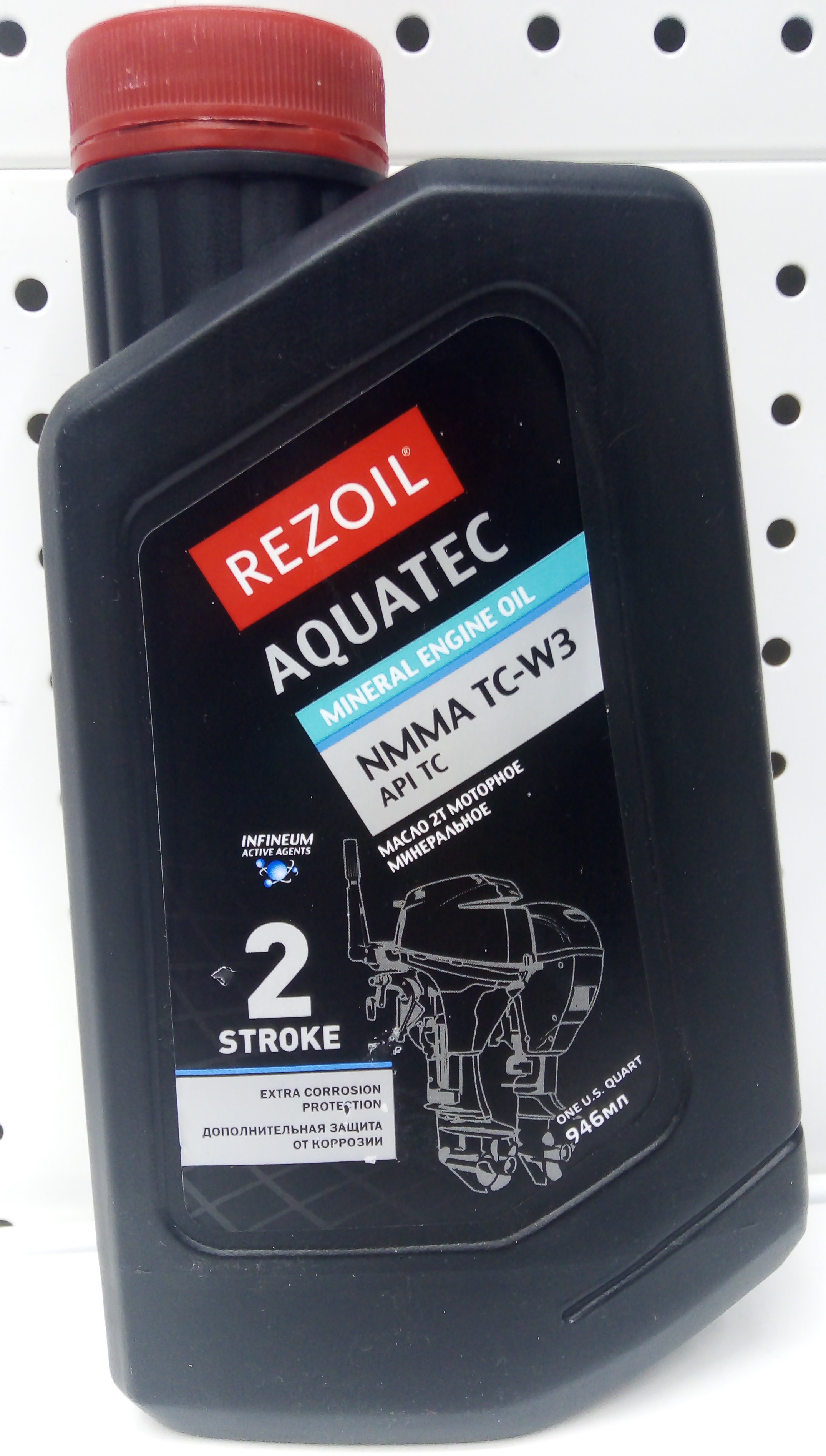 Масло REZOIL AQUATEC 2-т, NMMA TC-W3 0,946 л, биоразлагаемое для 2-тактн. лодочн. моторов