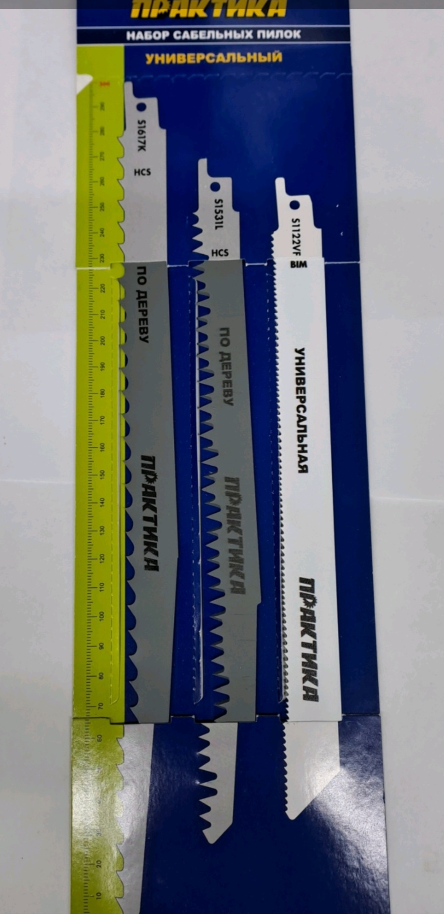 Набор пилок для сабельных пил ПРАКТИКА универсальный: S1617K/S1531L/S922VF - 300, 240, 225 мм, (3шт)