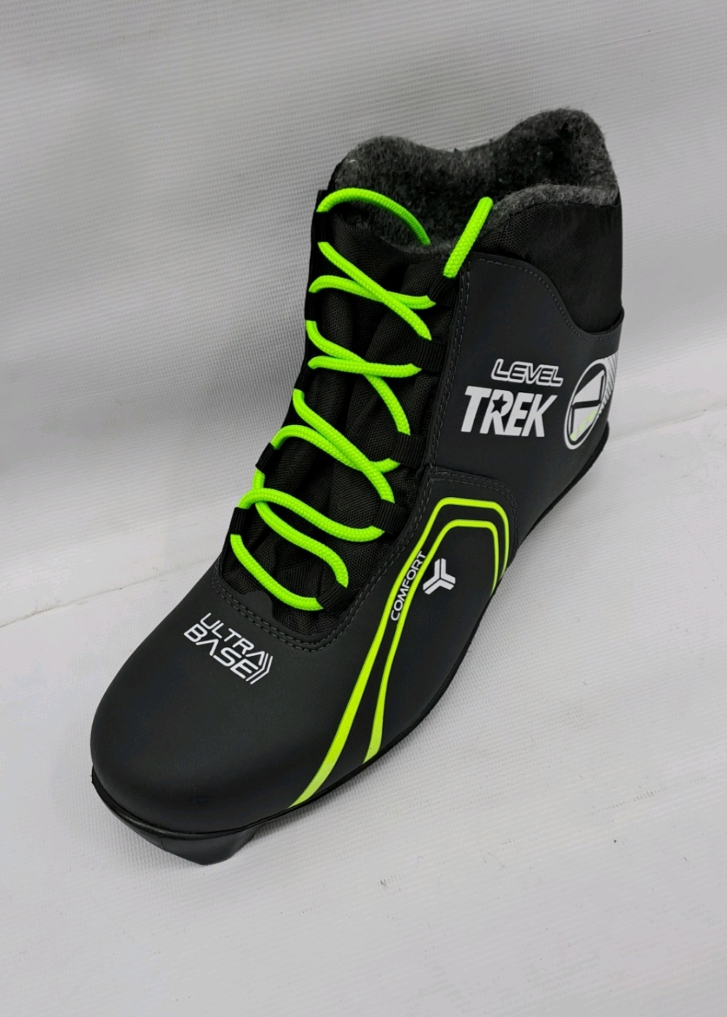 Ботинки лыжные TREK Level1 черный (лого неон) RU45