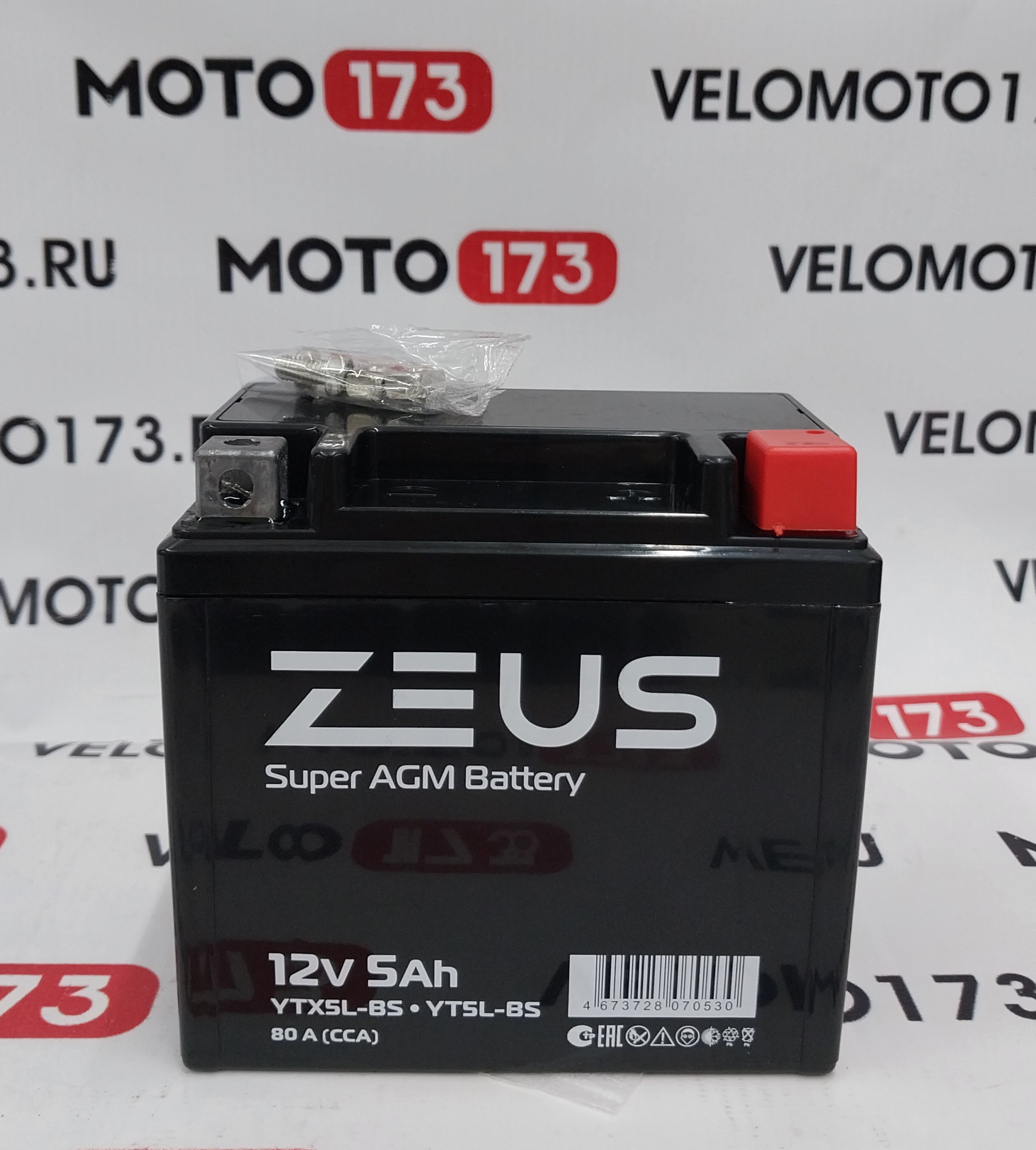 Аккумулятор ZEUS SUPER AGM 5 Ач о.п. (YTX5L-BS) 113х110х65