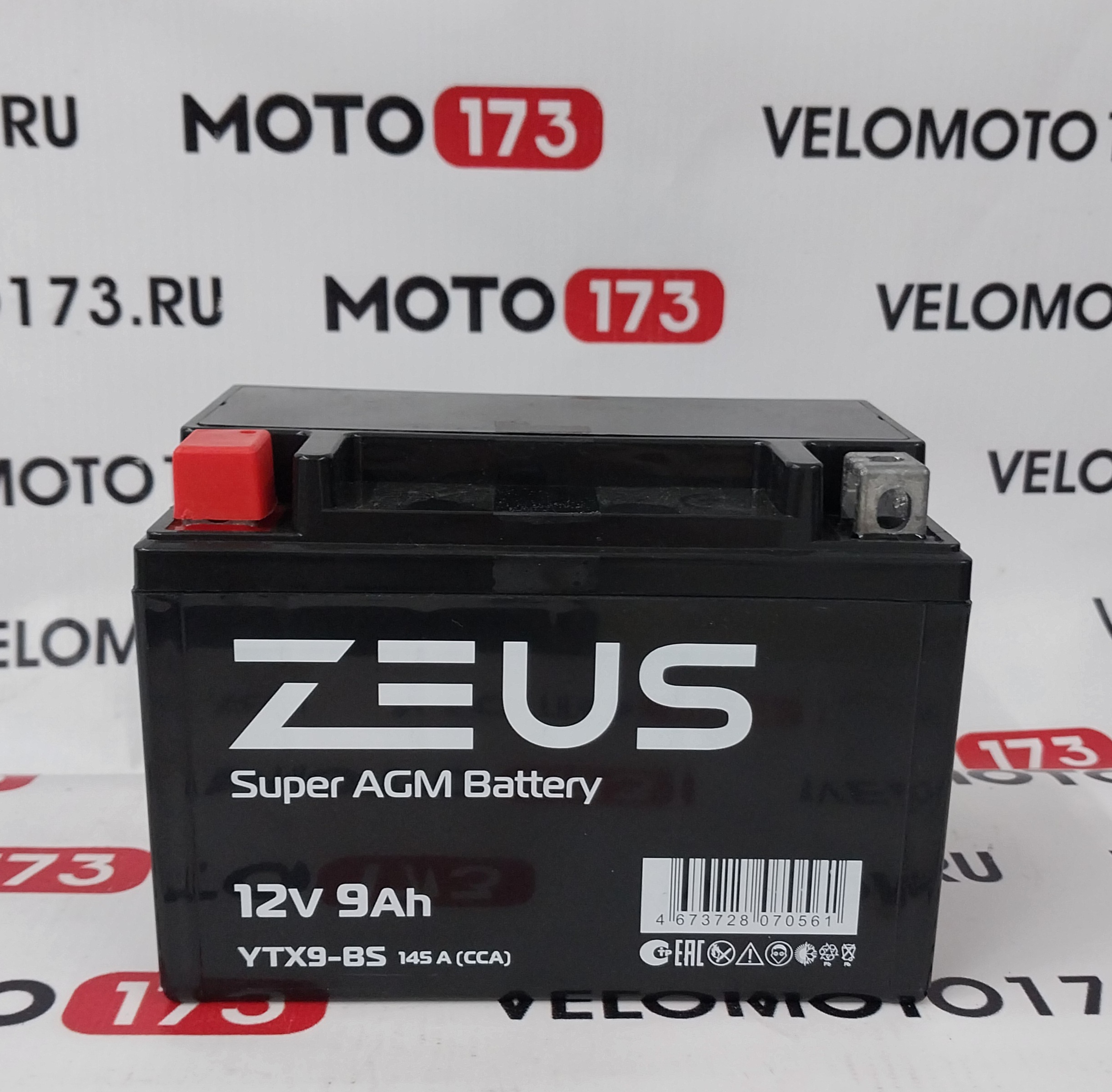 Аккумулятор ZEUS SUPER AGM 9 Ач п.п. (YTX9-BS) 149х105х85