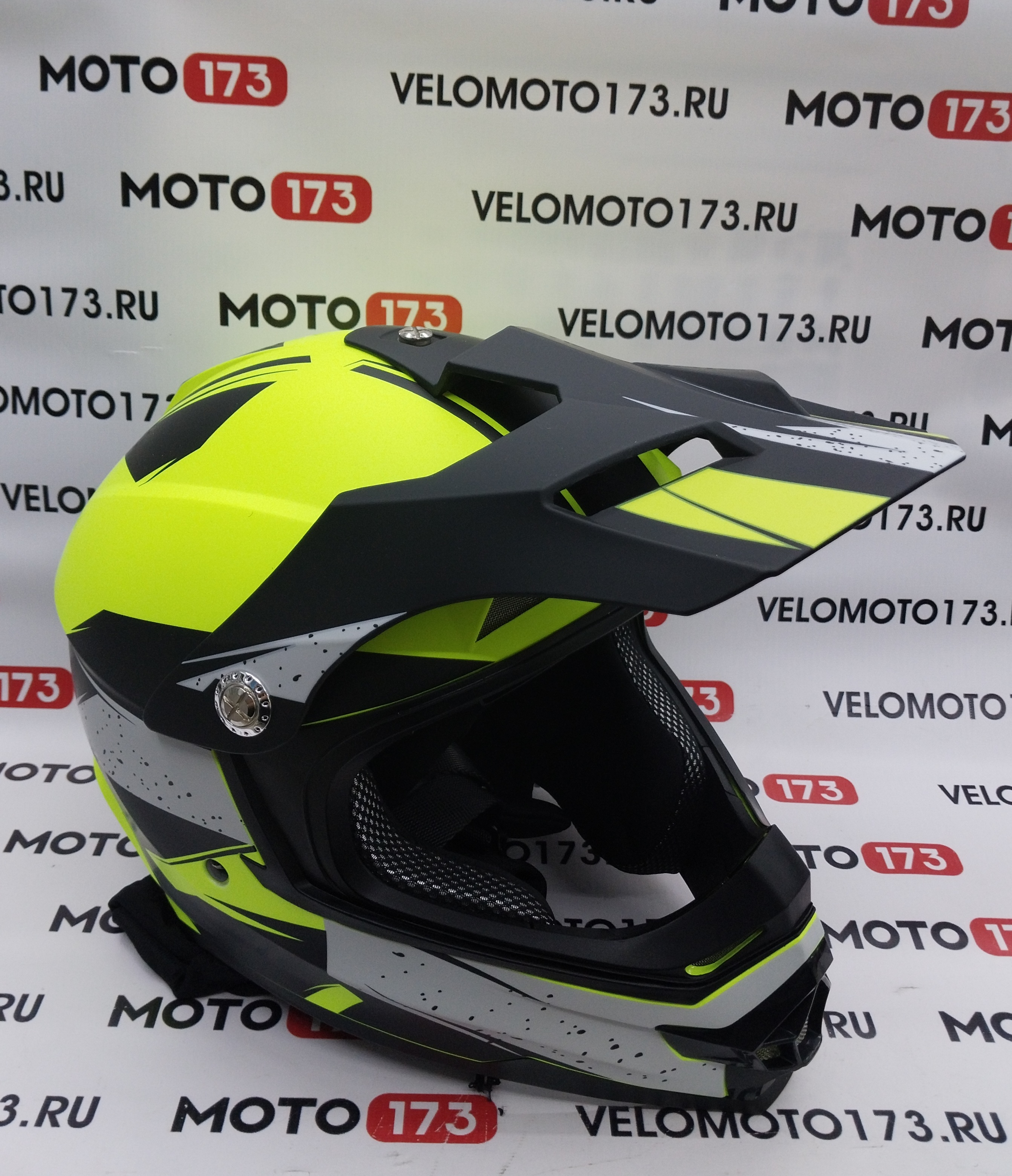Шлем RACER JK802 (XXL) желтый/черный (9) кросс, (no visor)