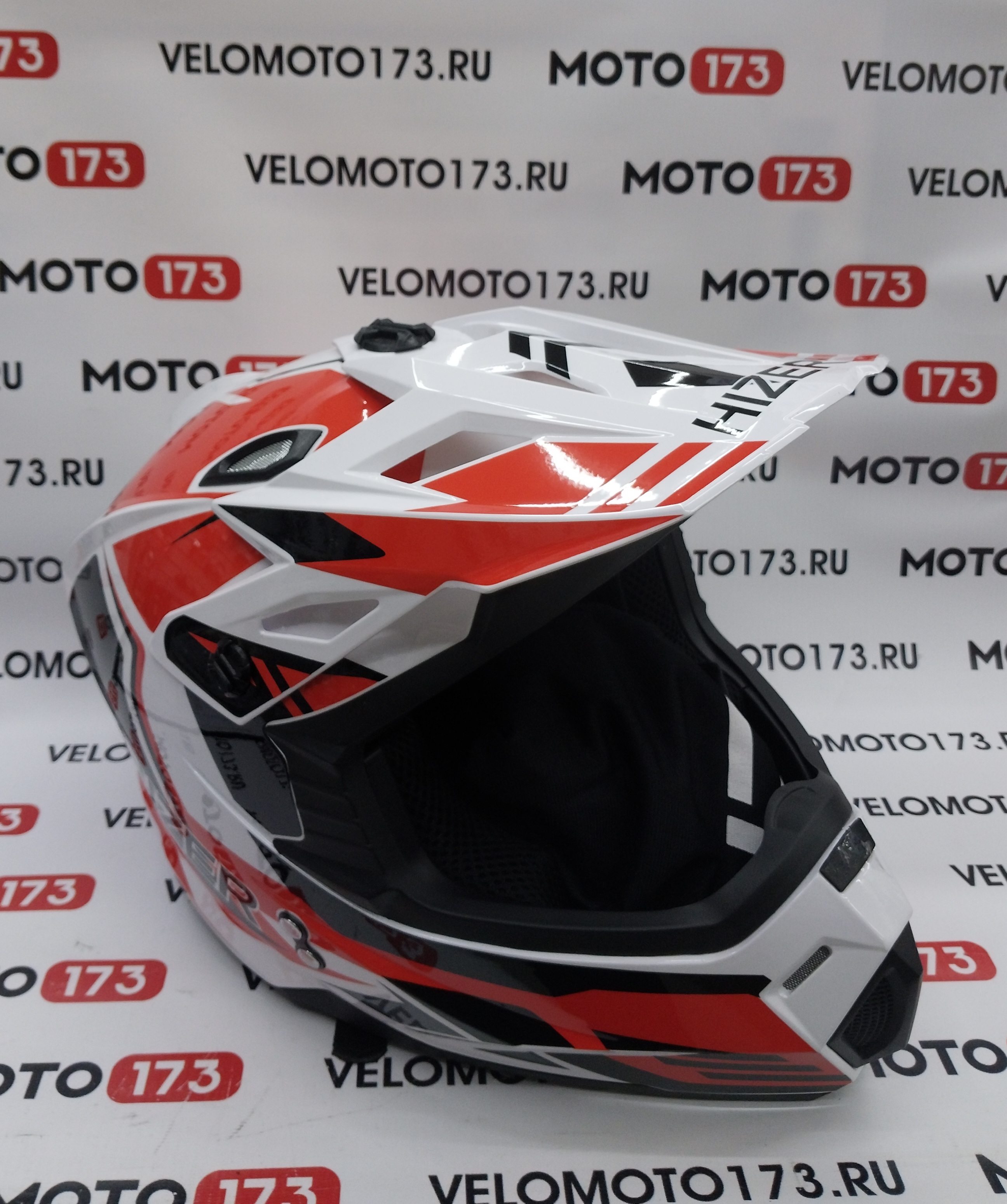 Шлем мото кроссовый HIZER J6801 (L) #5 white/red