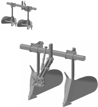 Окучник 2-х рядный, на траверсе с НЕрегулируемыми однорядными окучниками со сцепкой 01.15.14