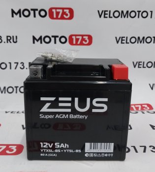 Аккумулятор ZEUS SUPER AGM 5 Ач о.п. (YTX5L-BS) 113х110х65